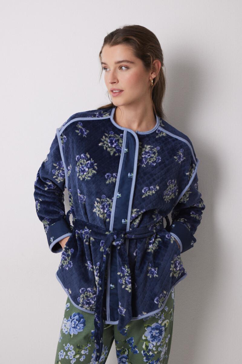 women'secret Bata corta tejido polar suave flores