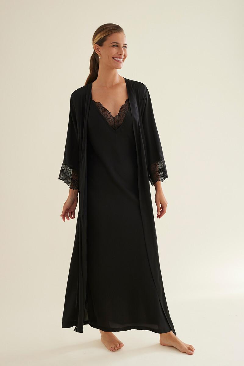 Women'secret Bata Lencera Kimono Larga Satén