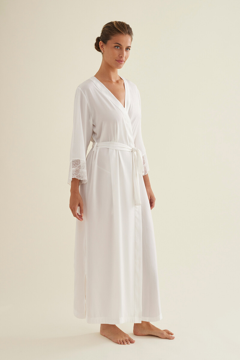 women'secret Bata Lencera Kimono Larga Satén