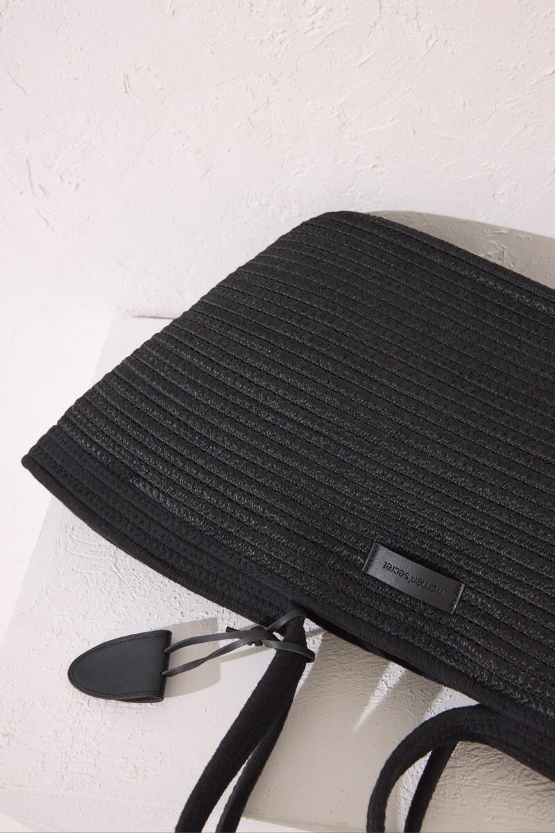 Women'secret Bolso Capazo Negro Rafia