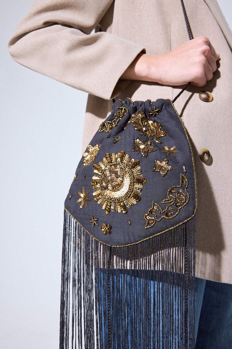 Women'secret Bolso Saco Flecos Abalorios