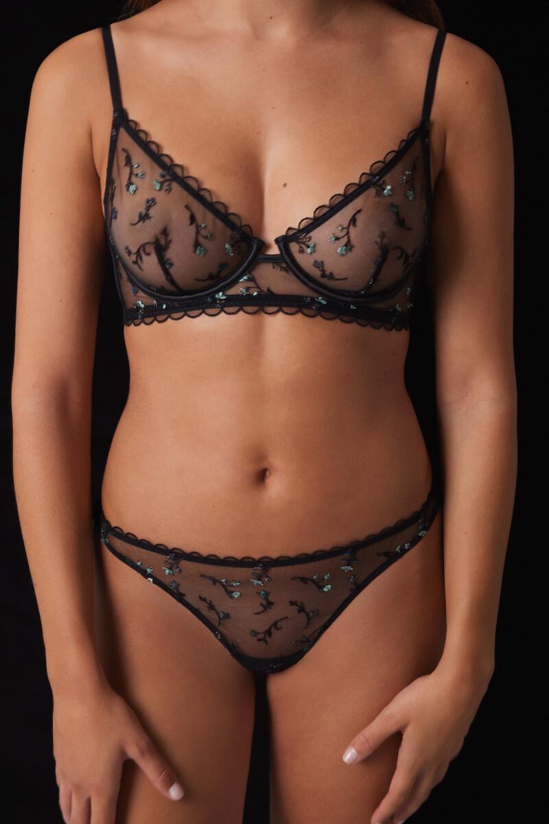 Women'secret Braga Brasileña Tul Bordado Flores