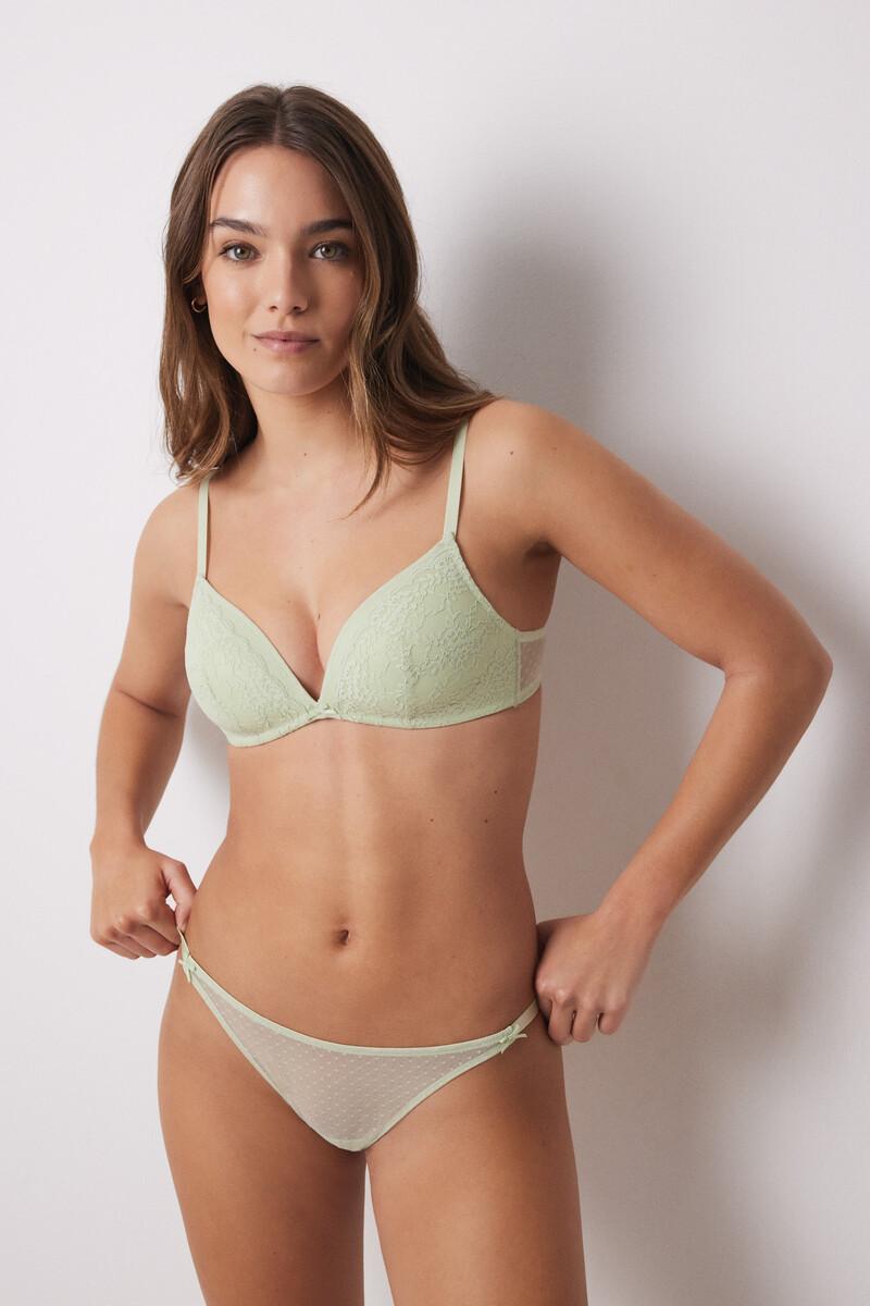women'secret Braga clásica plumeti encaje verde