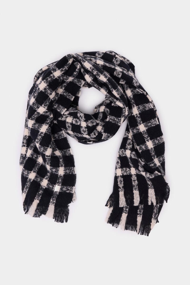 Women'secret Bufanda Cuadros Blanco Y Negro