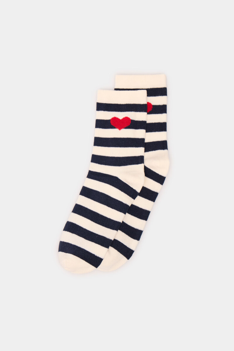 women'secret Calcetín rayas corazón