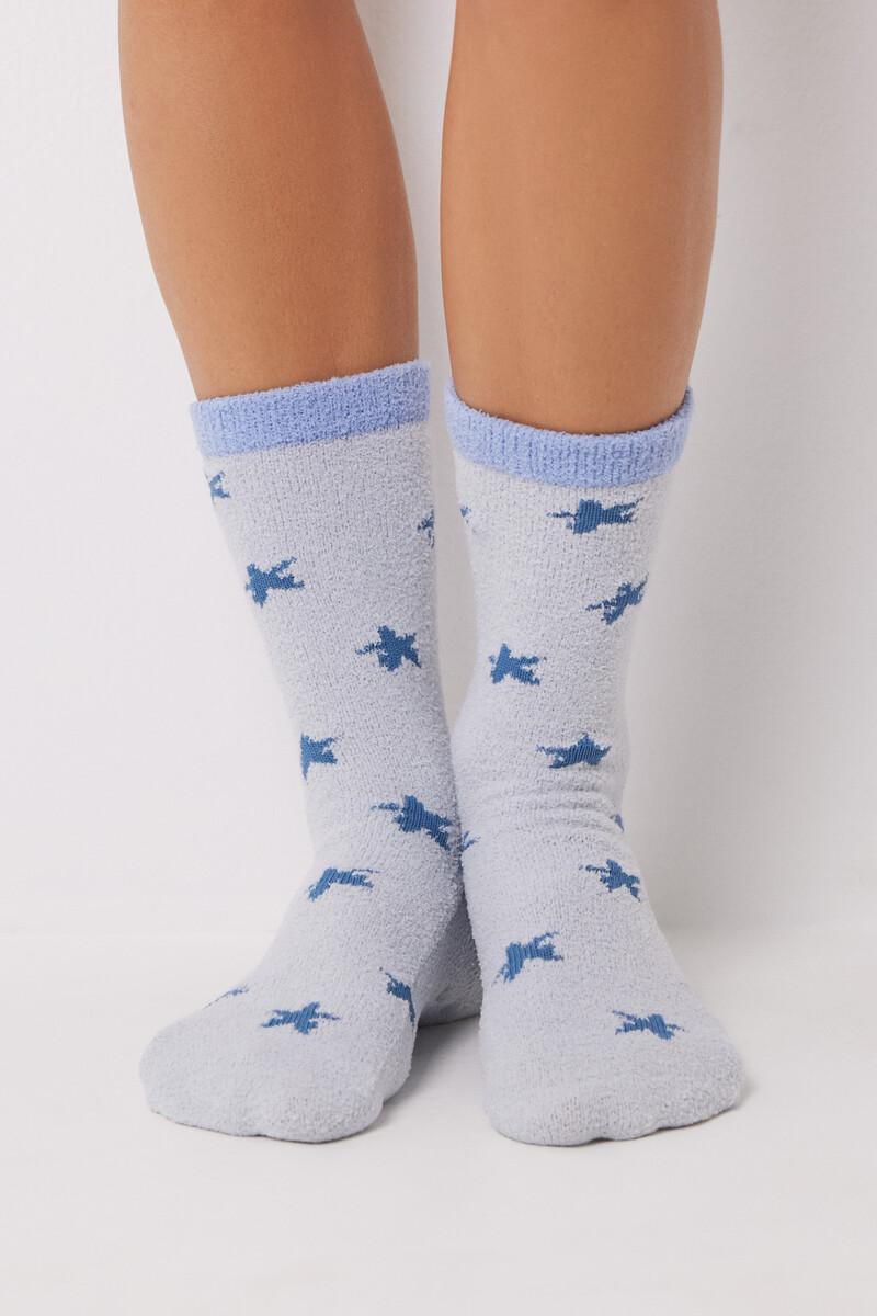 women'secret Calcetines altos estrellas azul
