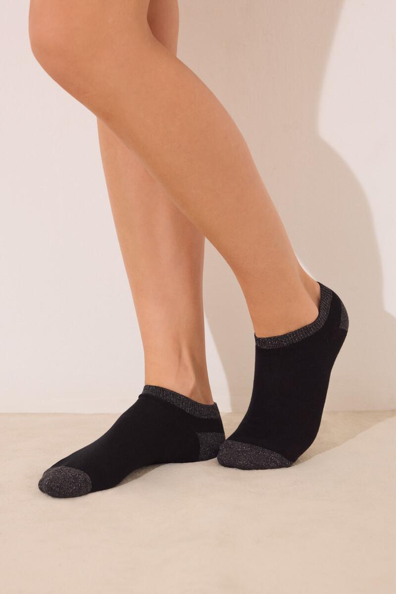 Women'secret Calcetines Cortos Negros Lurex