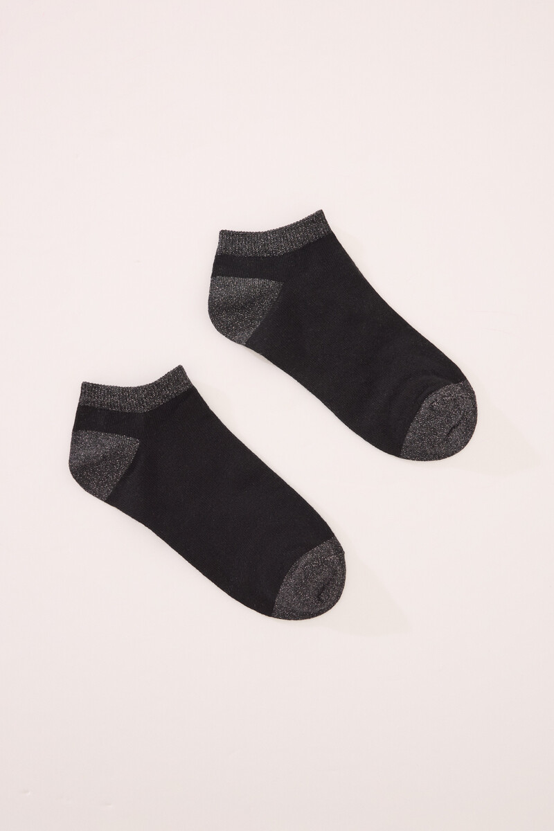 women'secret Calcetines cortos negros lurex