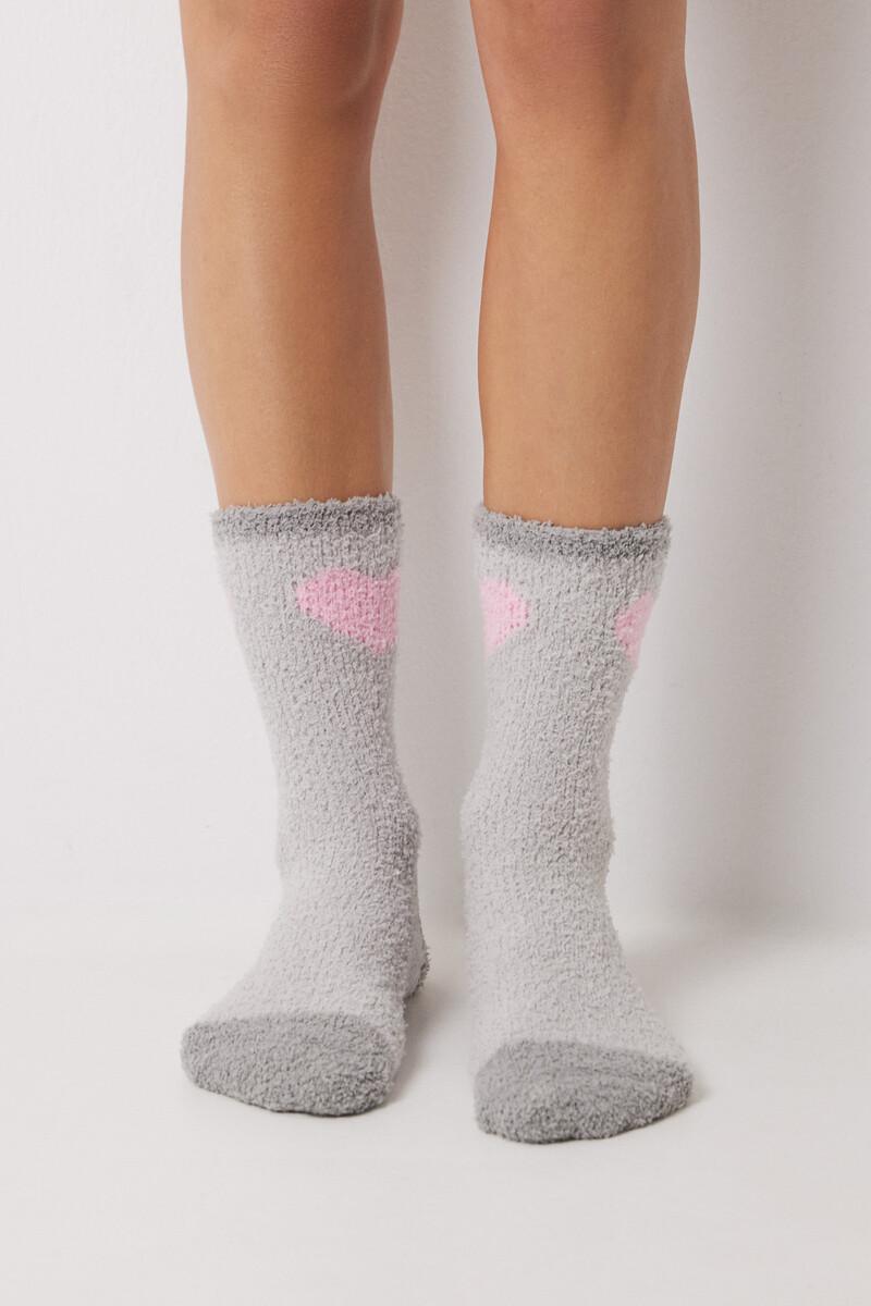 women'secret Calcetines pelo gris corazón