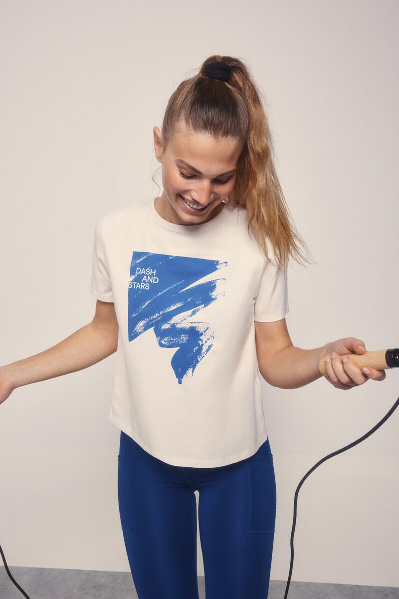 women'secret Camiseta algodón pincelada azul