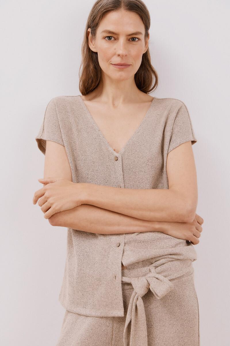 women'secret Camiseta aspecto rústico con botones