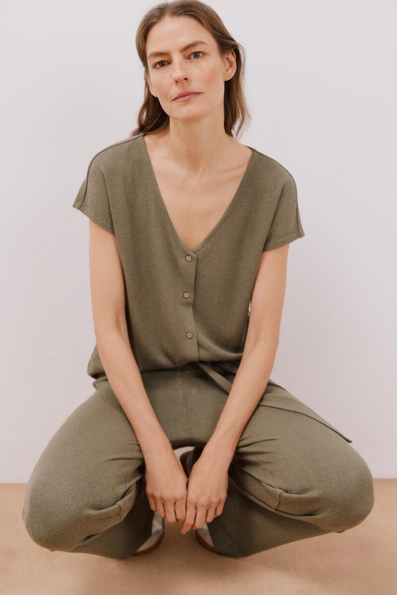 women'secret Camiseta aspecto rústico con botones