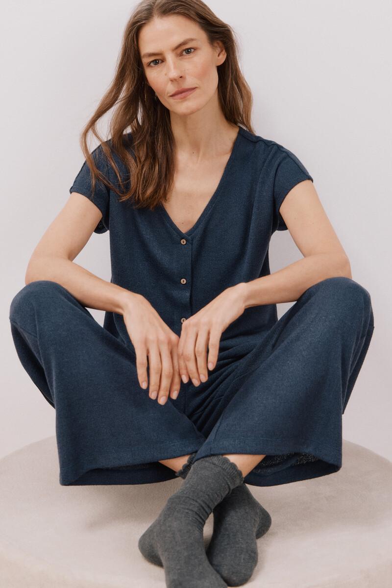 women'secret Camiseta aspecto rústico con botones