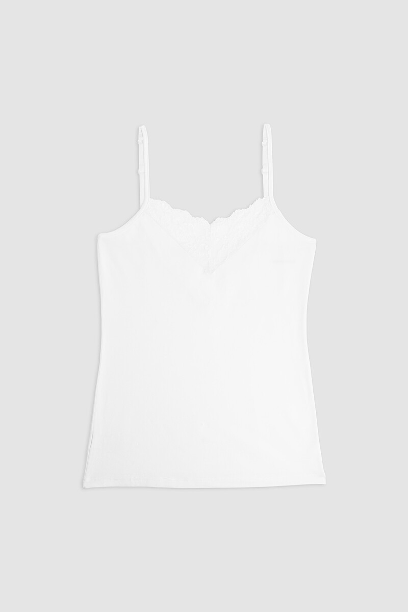 women'secret Camiseta blanca tirantes algodón