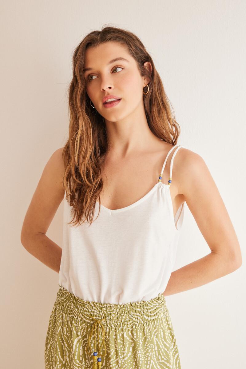 women'secret Camiseta blanco tirantes