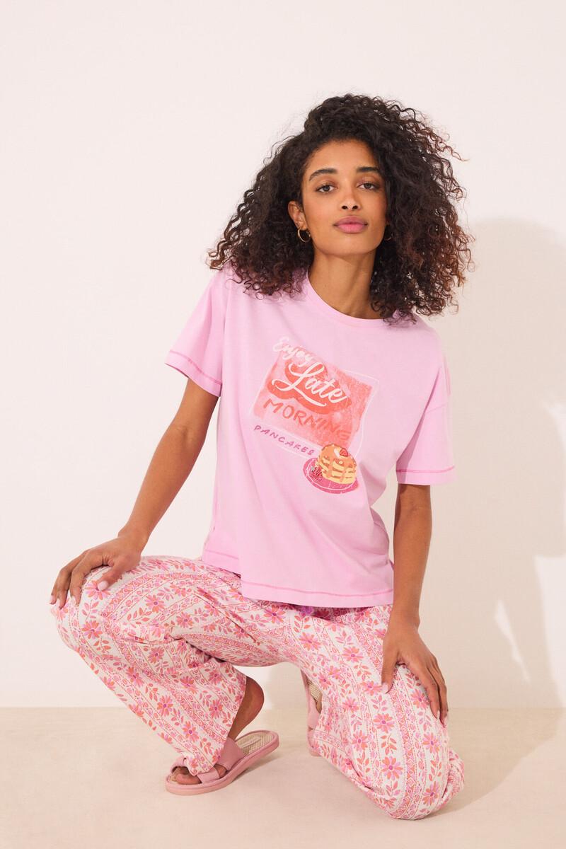 women'secret Camiseta manga corta 100% algodón rosa