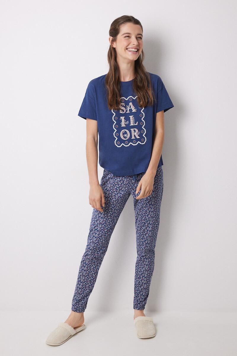 Women'secret Camiseta Manga Corta Azul Sailor