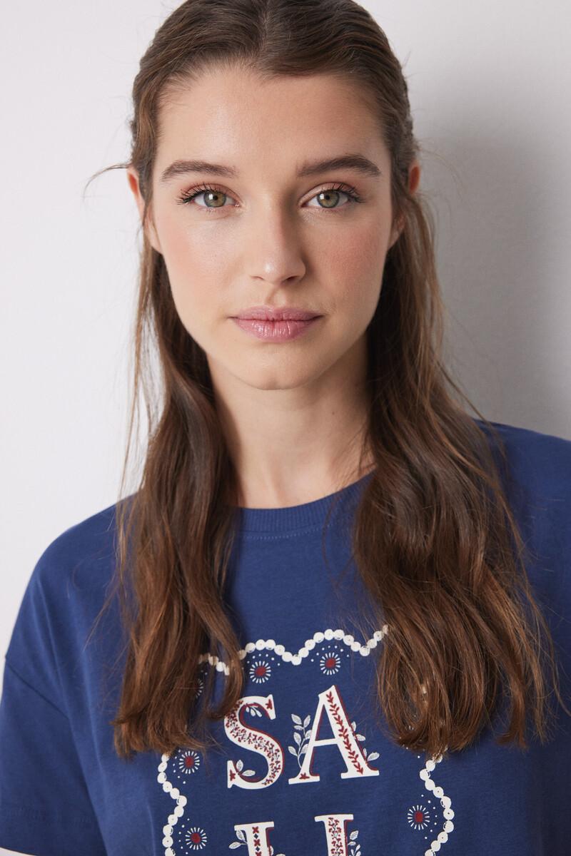 Women'secret Camiseta Manga Corta Azul Sailor