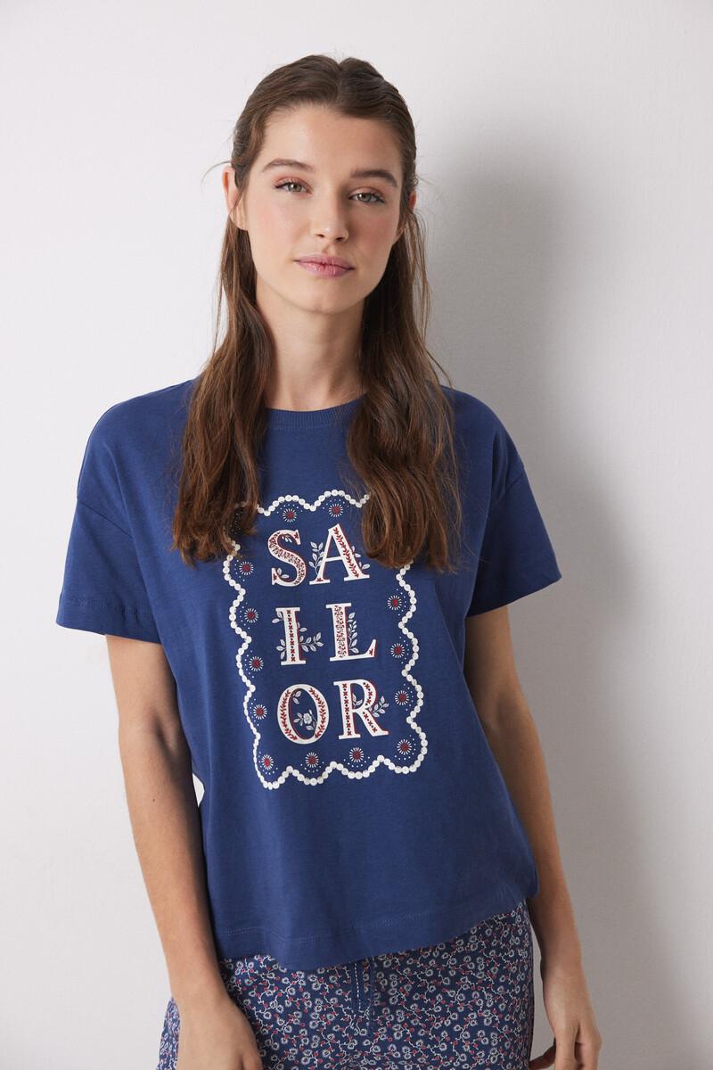 women'secret Camiseta manga corta azul Sailor