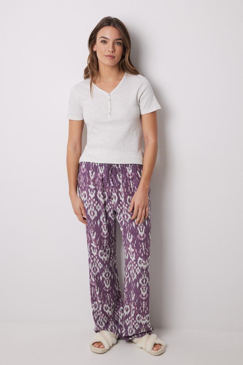 Women'secret Camiseta Manga Corta Canalé Gris