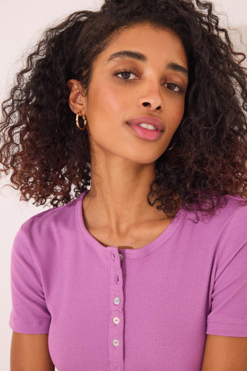 women'secret Camiseta manga corta canalé morado
