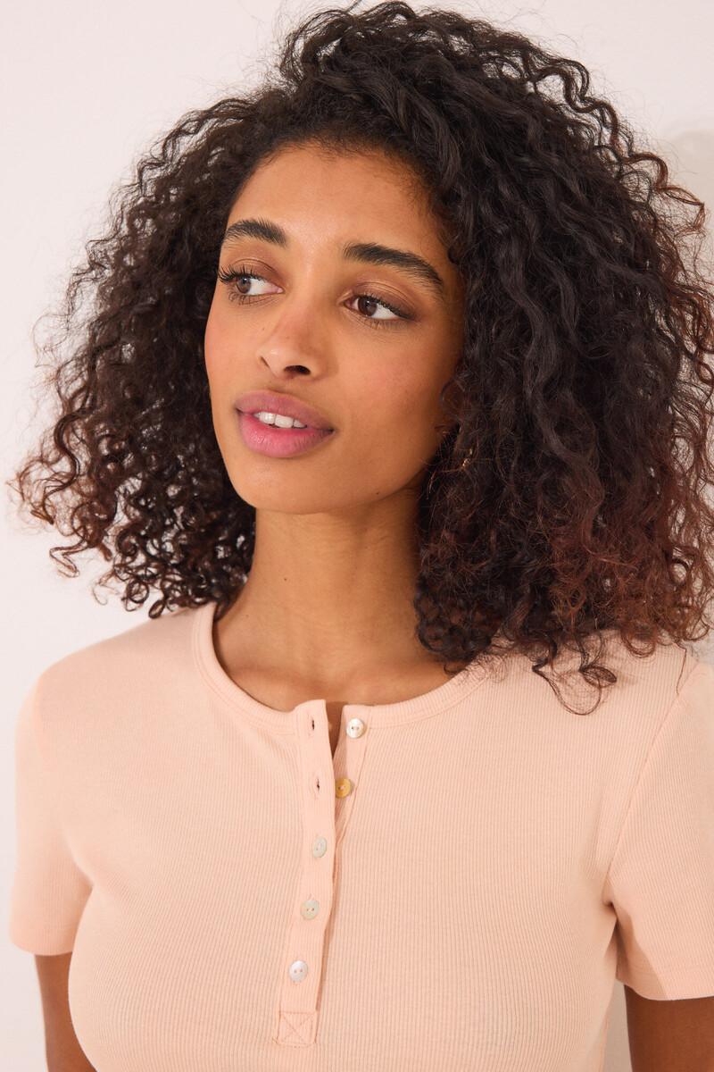 Women'secret Camiseta Manga Corta Canalé Naranja