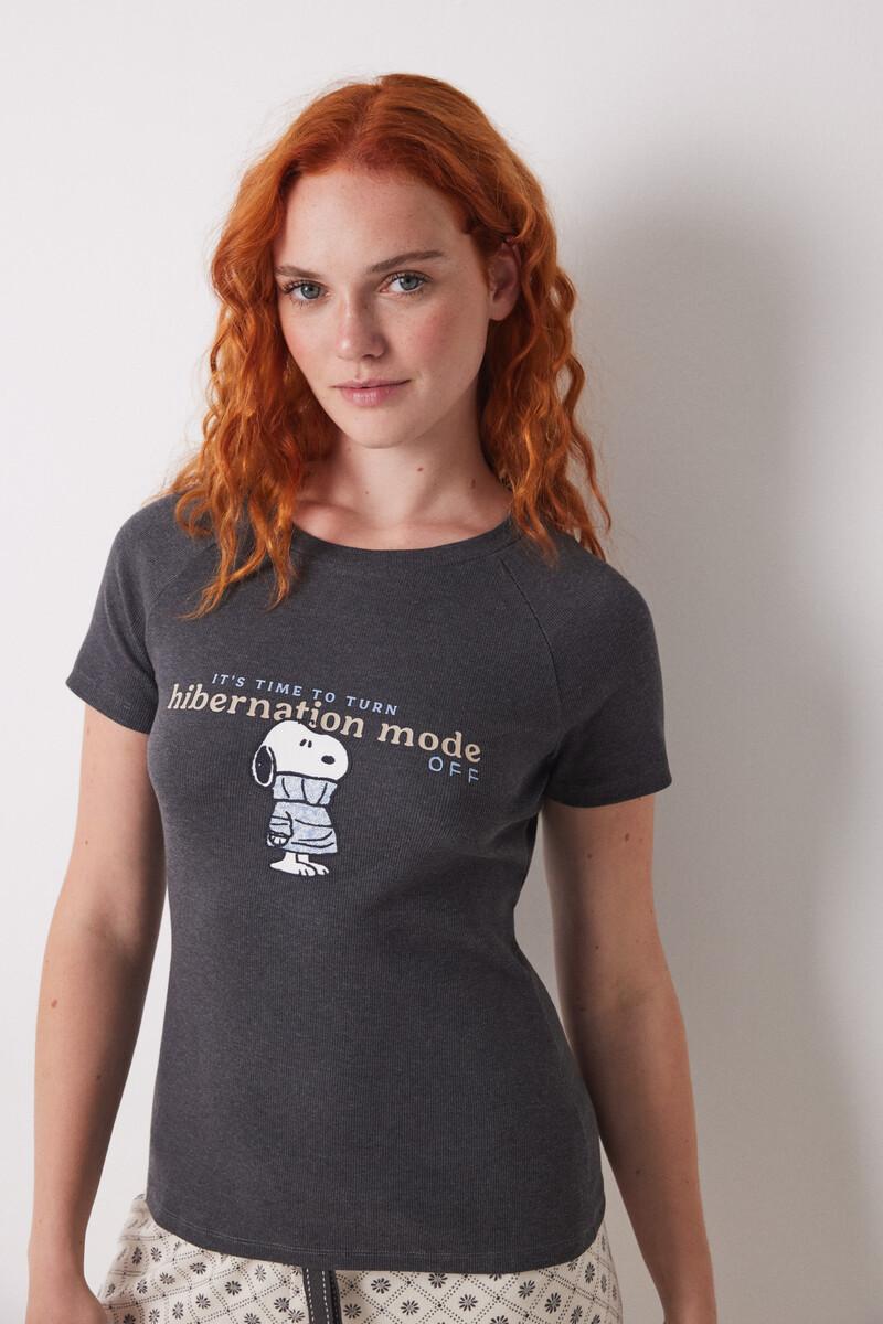 Women'secret Camiseta Manga Corta Canalé Snoopy