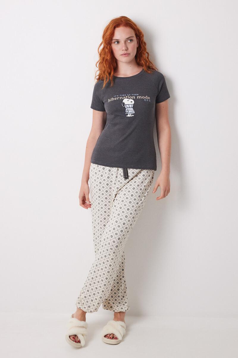 women'secret Camiseta manga corta canalé Snoopy