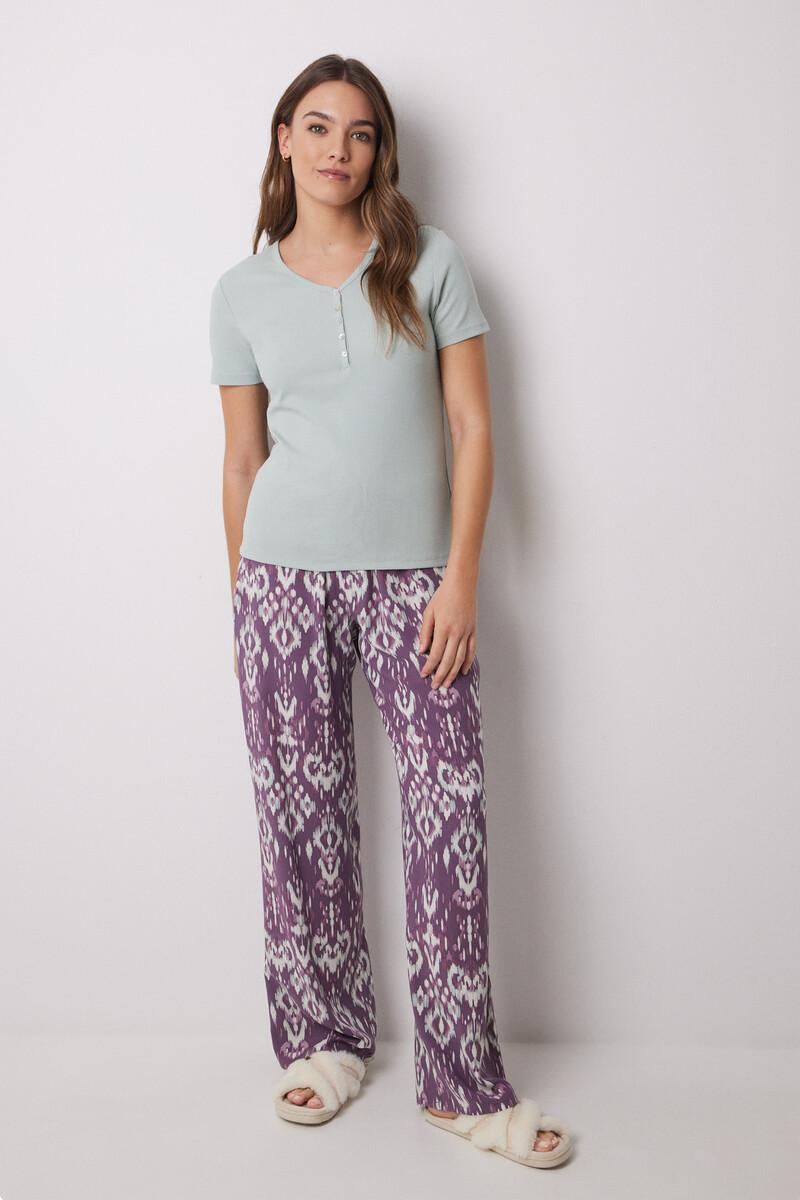 Women'secret Camiseta Manga Corta Canalé Verde