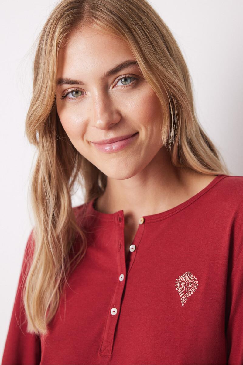 Women'secret Camiseta Manga Larga 100% Algodón Rojo