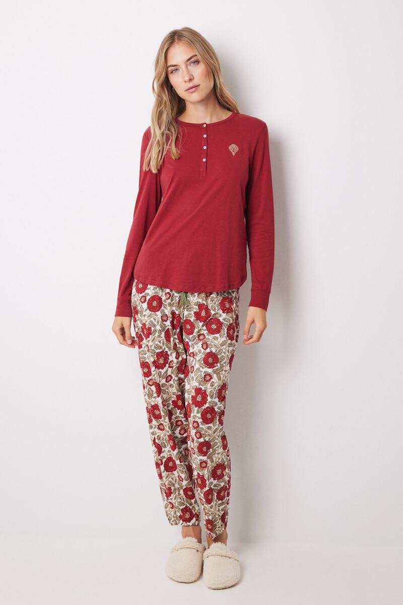 Women'secret Camiseta Manga Larga 100% Algodón Rojo