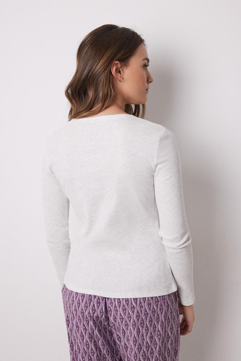 Women'secret Camiseta Manga Larga Canalé Gris