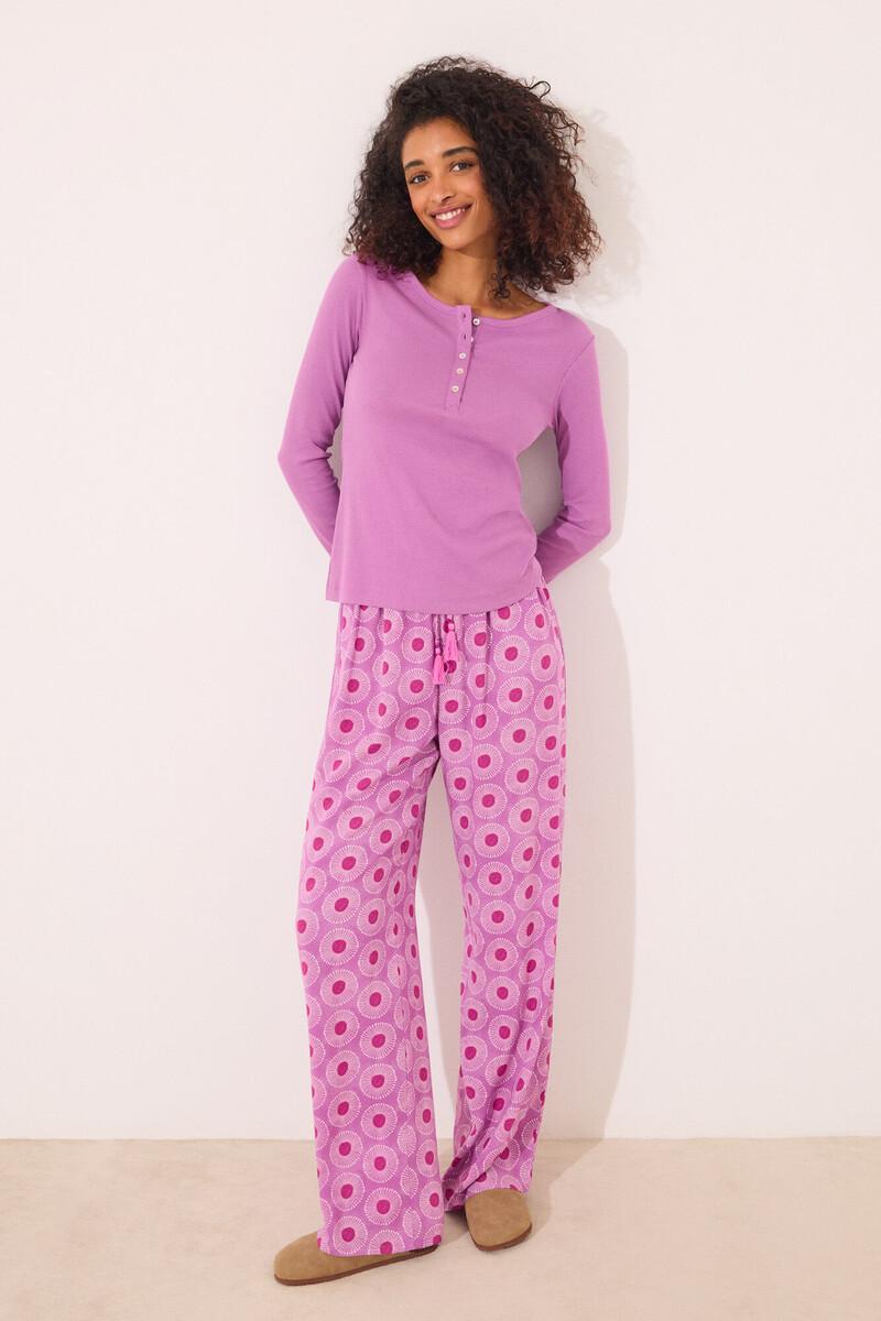 Women'secret Camiseta Manga Larga Canalé Morado