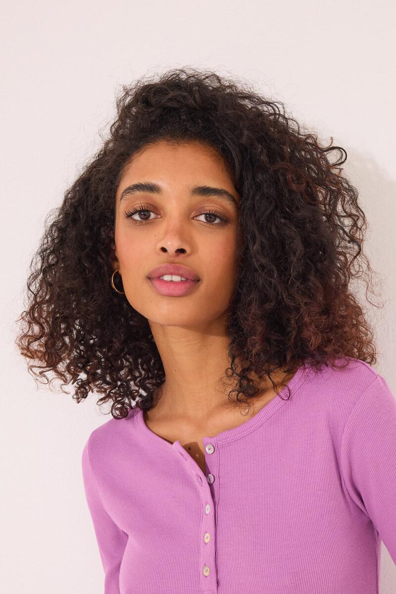 Women'secret Camiseta Manga Larga Canalé Morado