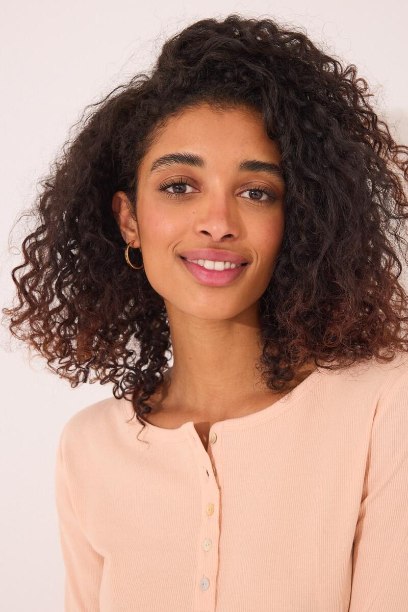 Women'secret Camiseta Manga Larga Canalé Naranja