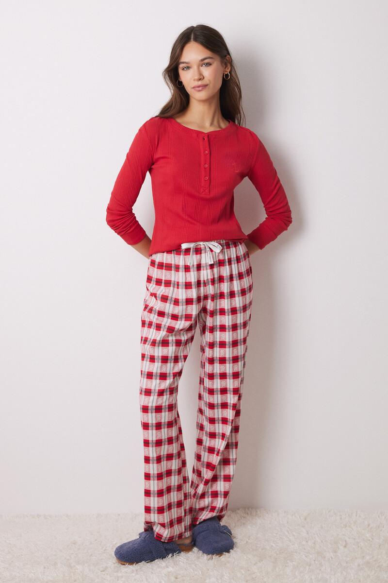 Women'secret Camiseta Manga Larga Canalé Roja