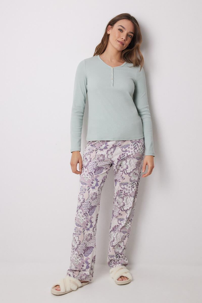 Women'secret Camiseta Manga Larga Canalé Verde