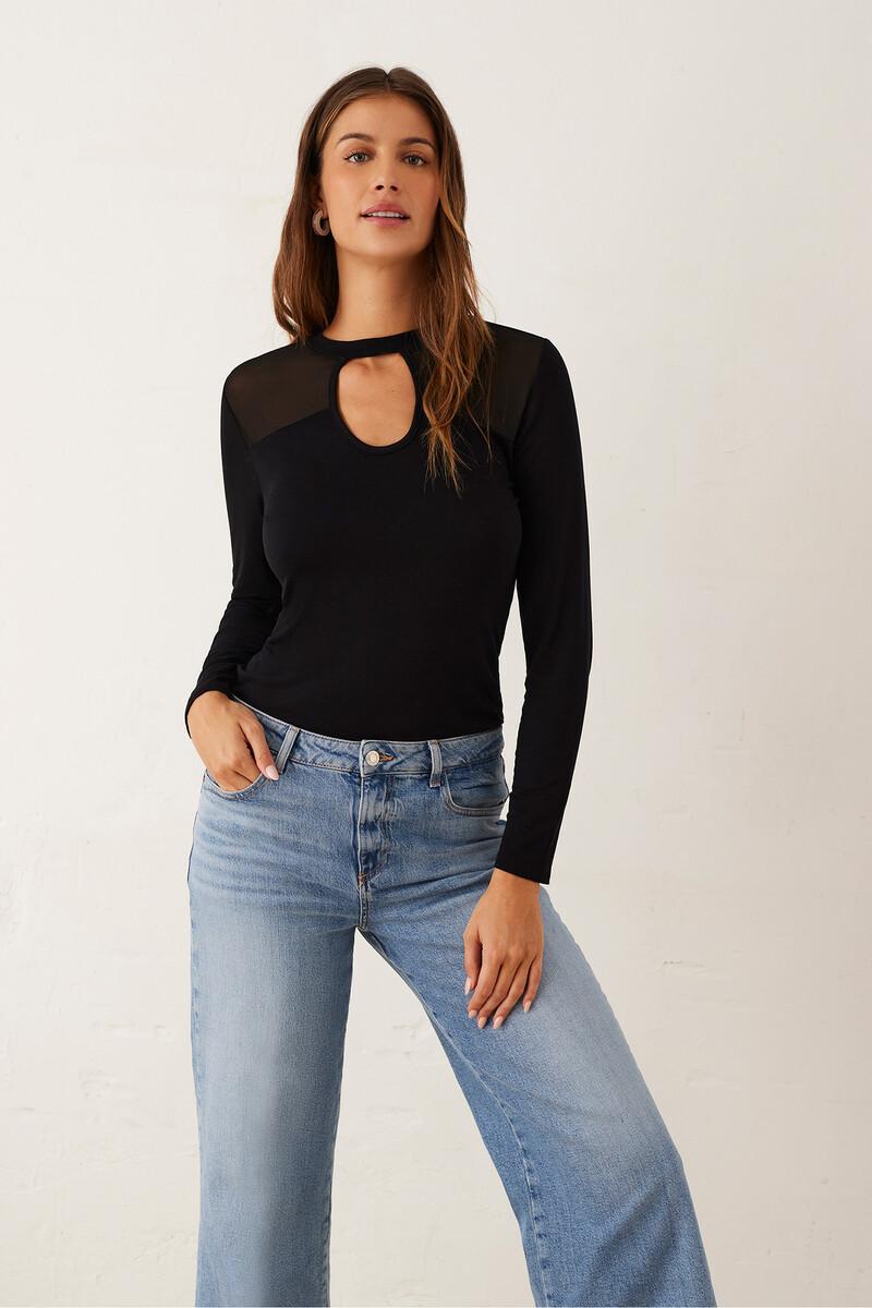 women'secret Camiseta manga larga modal con mesh