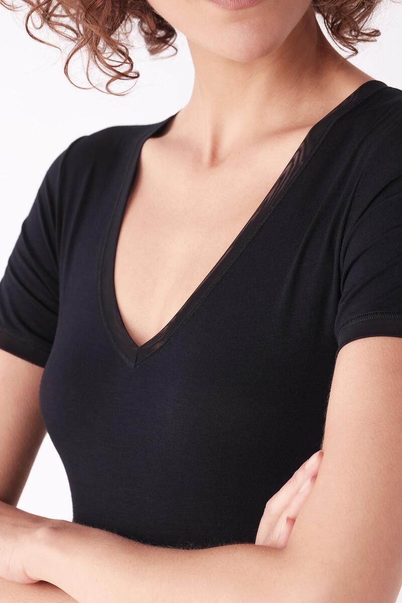 Women'secret Camiseta Negra Manga Corta