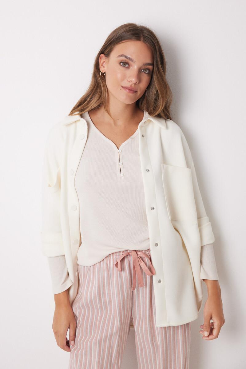 women'secret Camiseta panadera manga larga marfil