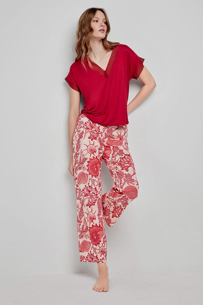 Women'secret Camiseta Pijama Satinada Granate