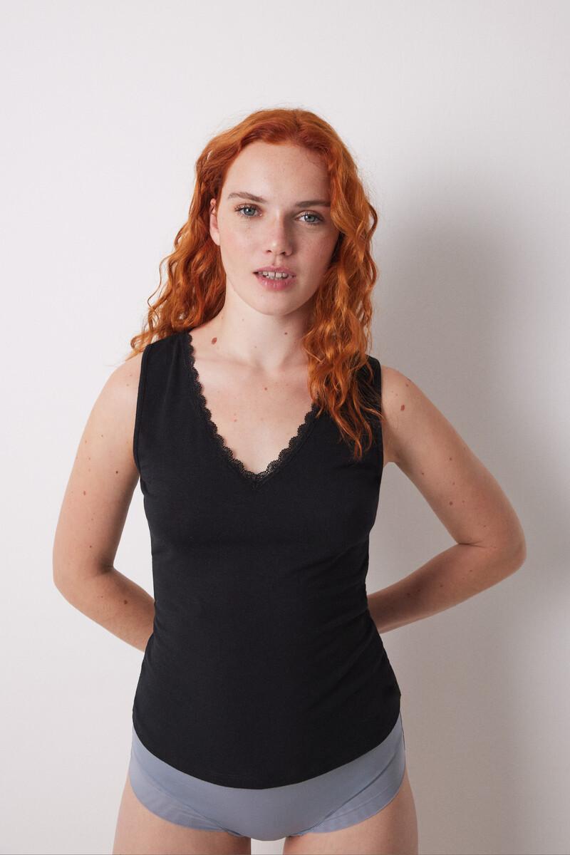 women'secret Camiseta punto súper suave negro