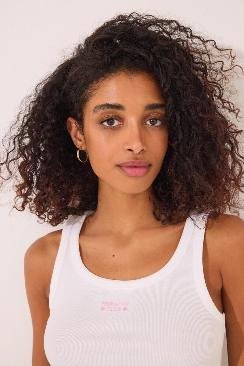 Women'secret Camiseta Tirantes Canalé Blanco