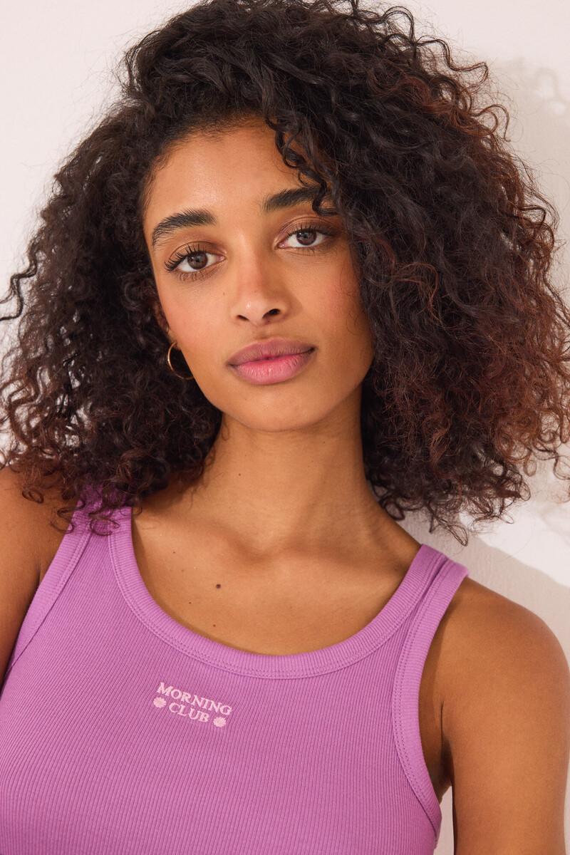 women'secret Camiseta tirantes canalé morado