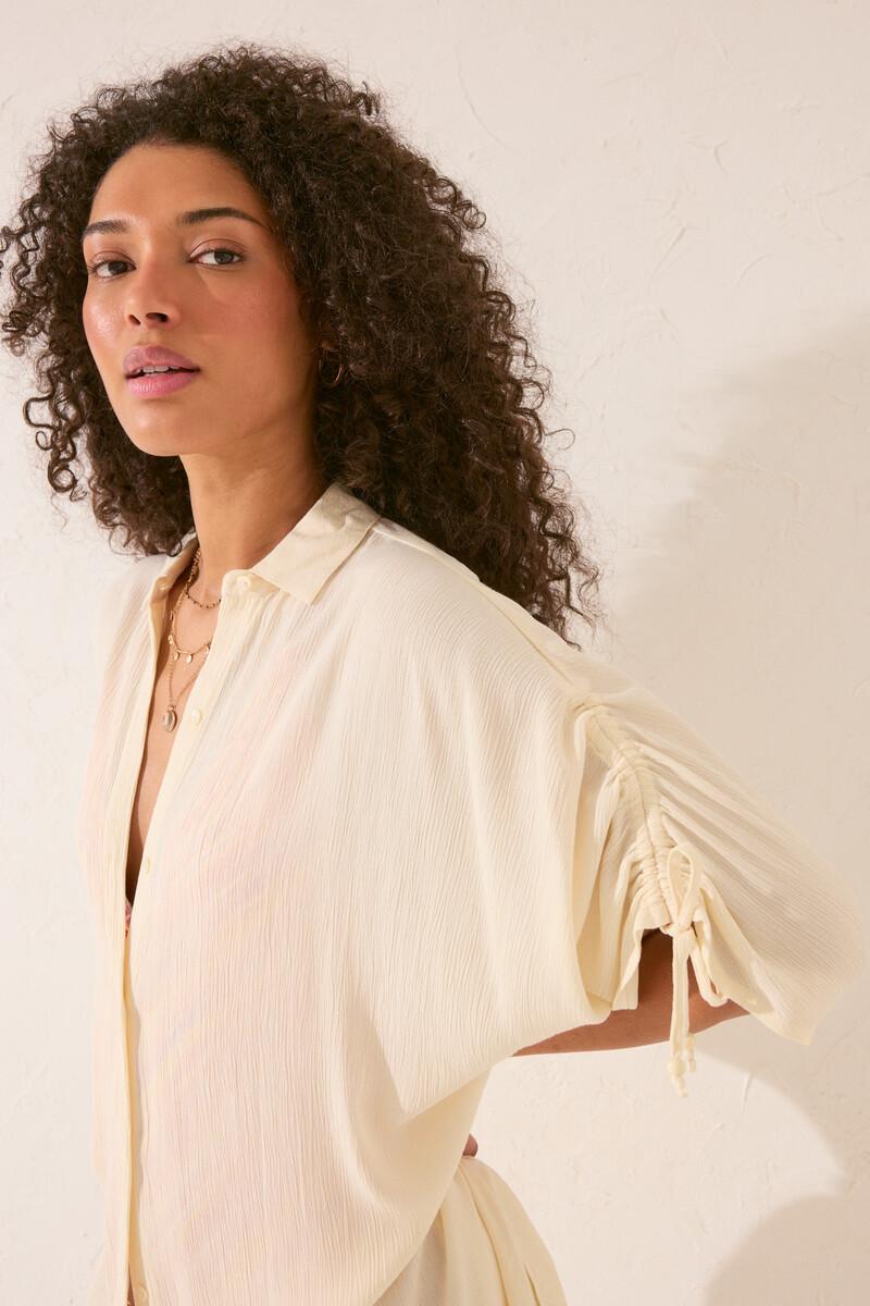 Women'secret Camisola Bambula Frunces Blanca