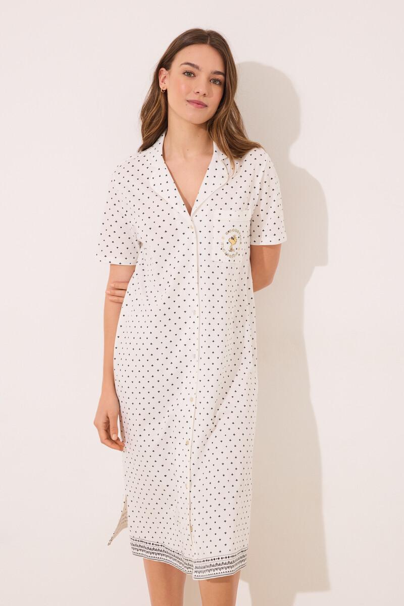 women'secret Camisón camisero algodón topos Snoopy