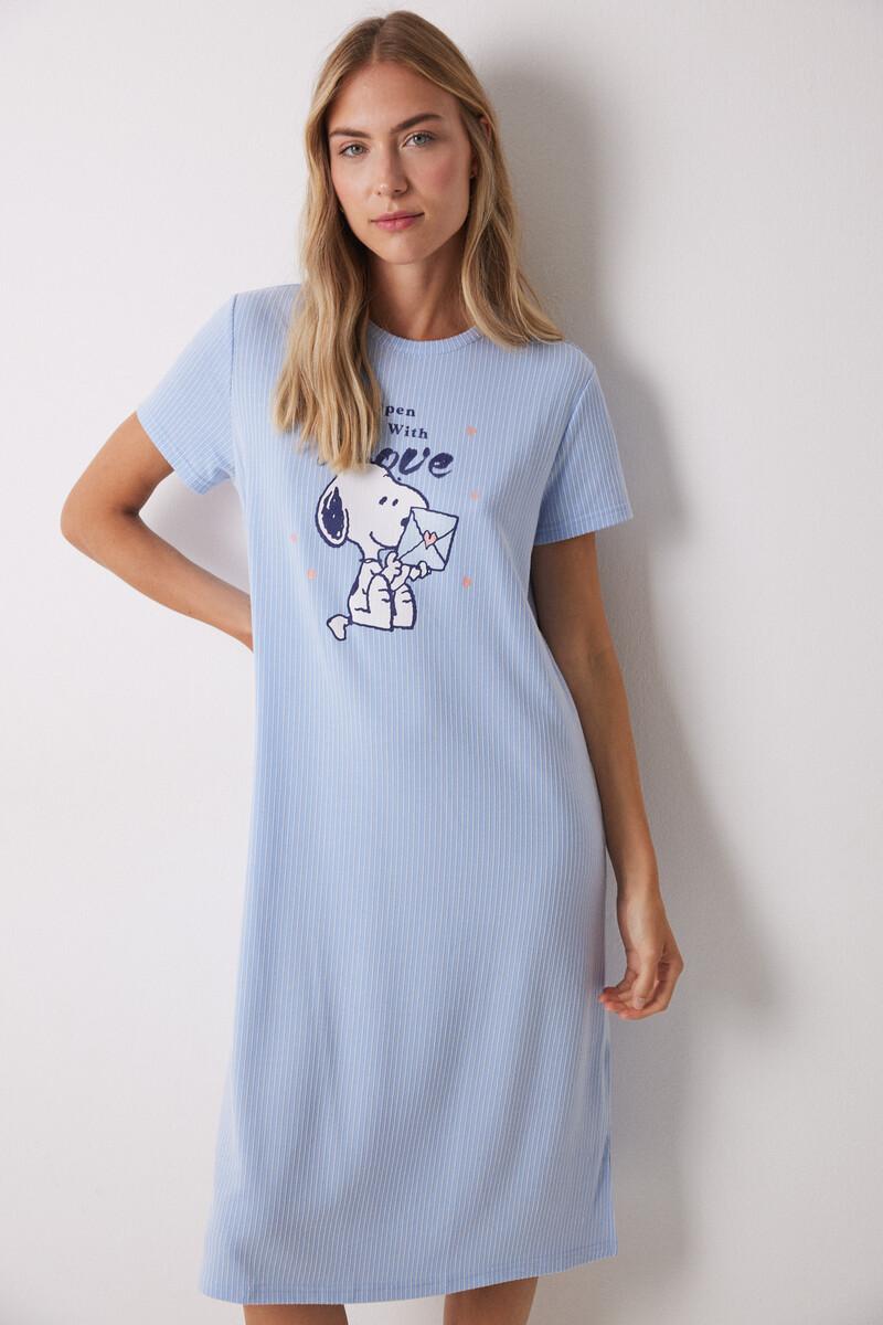 women'secret Camisón midi canalé rayas Snoopy