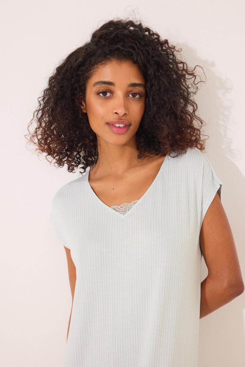 Women'secret Camisón Midi Viscosa Verde Rayas