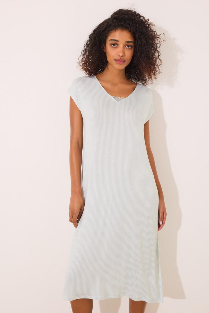 Women'secret Camisón Midi Viscosa Verde Rayas