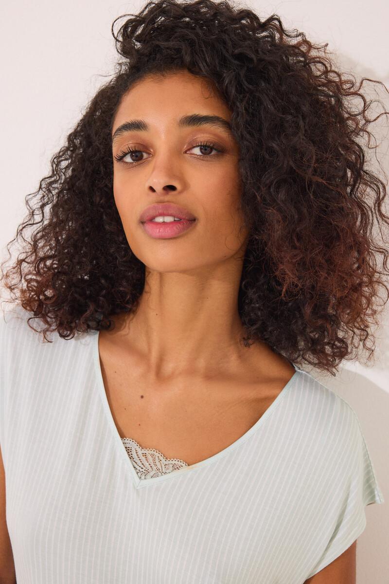 Women'secret Camisón Midi Viscosa Verde Rayas